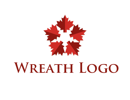 autumn decoration logo made with maple leaves