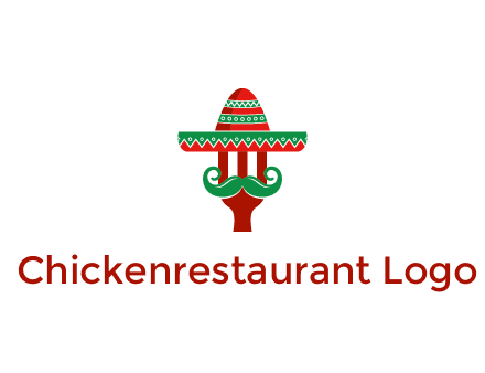 Mexican restaurant logo displaying a fork wearing a sombrero