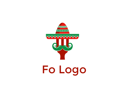 Mexican restaurant logo displaying a fork wearing a sombrero