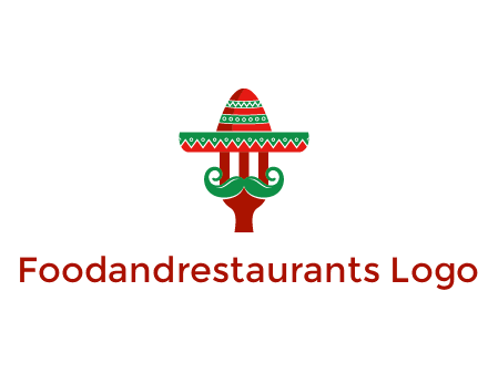 Mexican restaurant logo displaying a fork wearing a sombrero