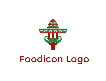 Mexican restaurant logo displaying a fork wearing a sombrero