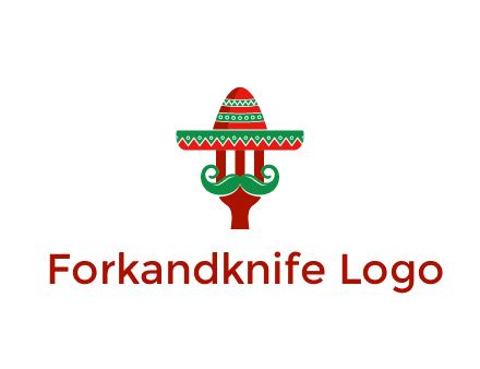 Mexican restaurant logo displaying a fork wearing a sombrero