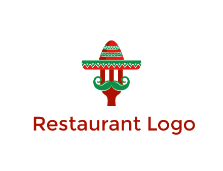 Mexican restaurant logo displaying a fork wearing a sombrero