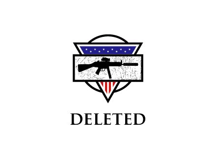 security logo with US flag and sniper rifle or gun