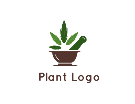 pestle and mortar with herbs logo