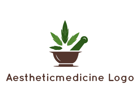 pestle and mortar with herbs logo