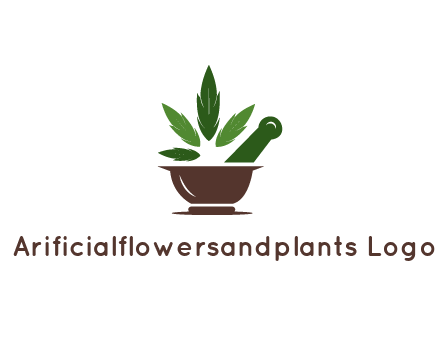 pestle and mortar with herbs logo