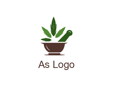 pestle and mortar with herbs logo