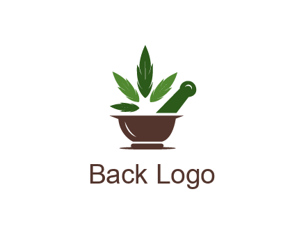 pestle and mortar with herbs logo