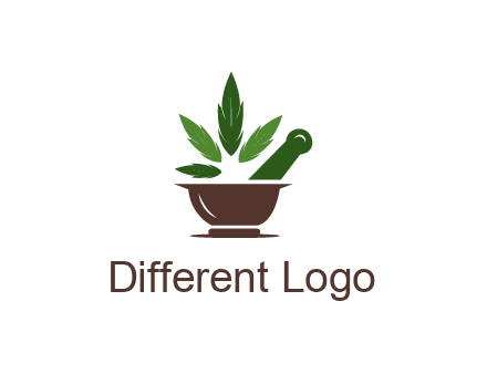 pestle and mortar with herbs logo