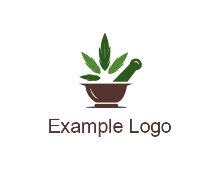 pestle and mortar with herbs logo
