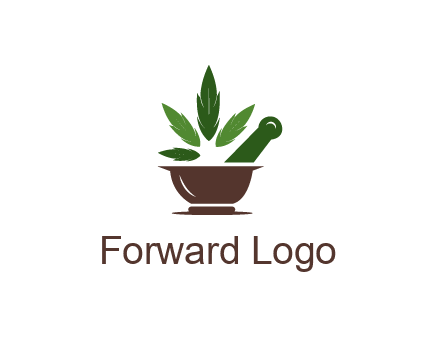 pestle and mortar with herbs logo
