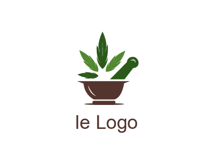 pestle and mortar with herbs logo