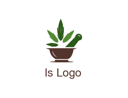 pestle and mortar with herbs logo