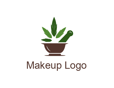 pestle and mortar with herbs logo