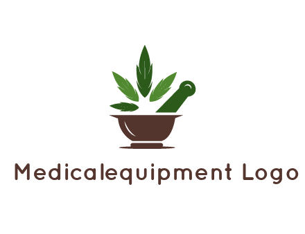 pestle and mortar with herbs logo