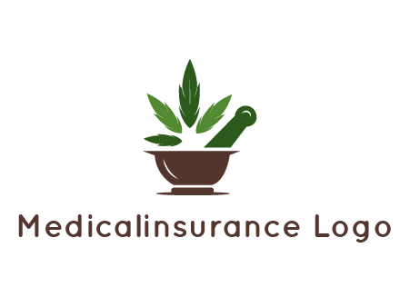 pestle and mortar with herbs logo