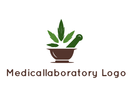 pestle and mortar with herbs logo