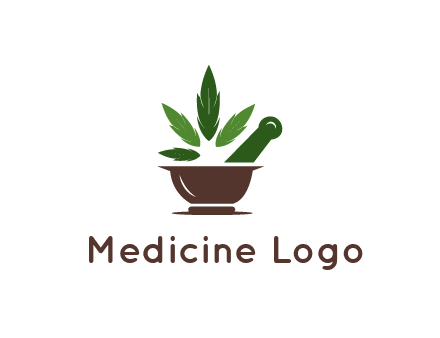pestle and mortar with herbs logo