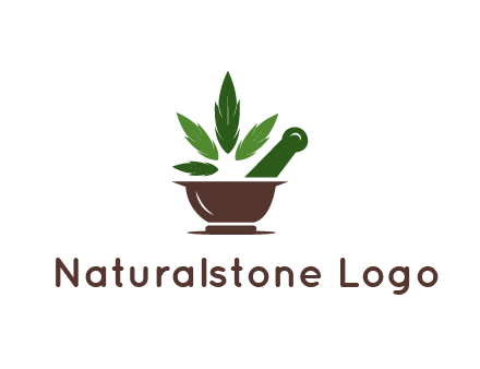 pestle and mortar with herbs logo