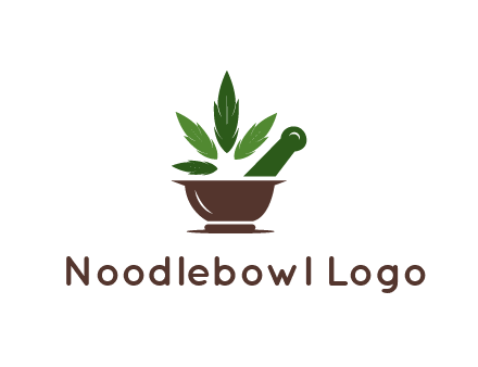 pestle and mortar with herbs logo