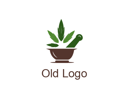 pestle and mortar with herbs logo