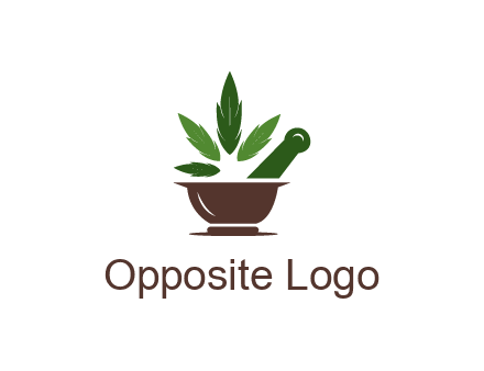 pestle and mortar with herbs logo