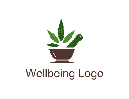 pestle and mortar with herbs logo