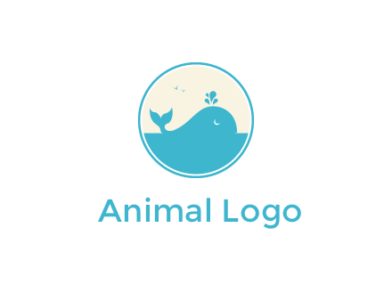 aquarium logo with a whale swimming in the ocean