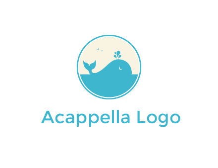 aquarium logo with a whale swimming in the ocean