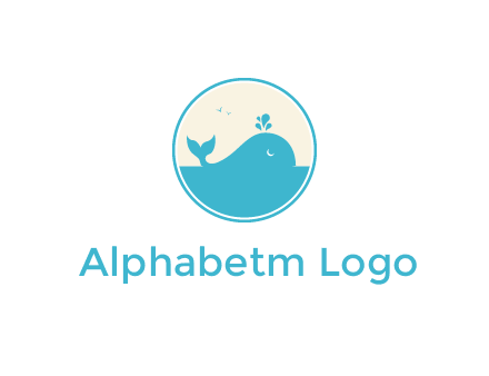 aquarium logo with a whale swimming in the ocean
