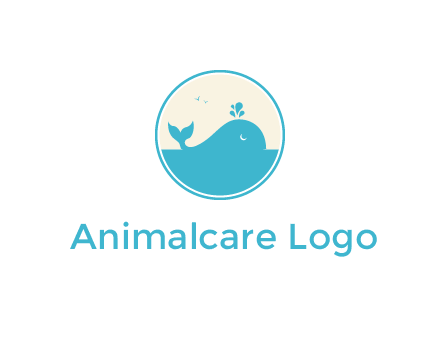 aquarium logo with a whale swimming in the ocean