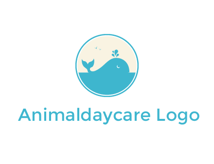 aquarium logo with a whale swimming in the ocean