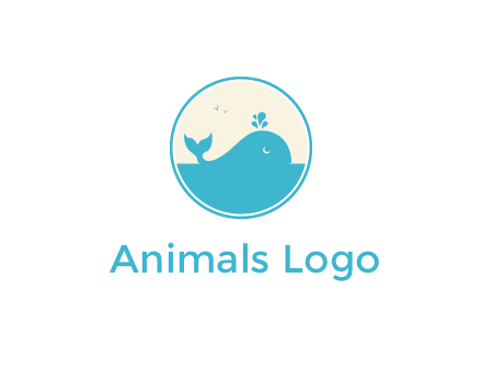 aquarium logo with a whale swimming in the ocean