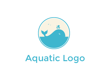 aquarium logo with a whale swimming in the ocean