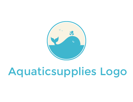 aquarium logo with a whale swimming in the ocean