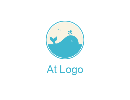 aquarium logo with a whale swimming in the ocean