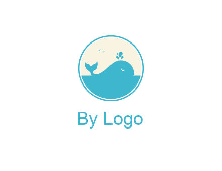 aquarium logo with a whale swimming in the ocean