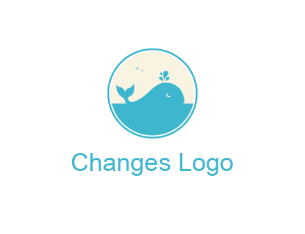 aquarium logo with a whale swimming in the ocean