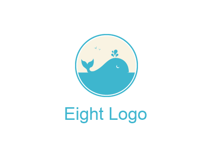 aquarium logo with a whale swimming in the ocean