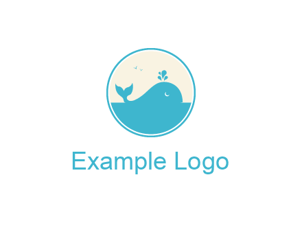 aquarium logo with a whale swimming in the ocean