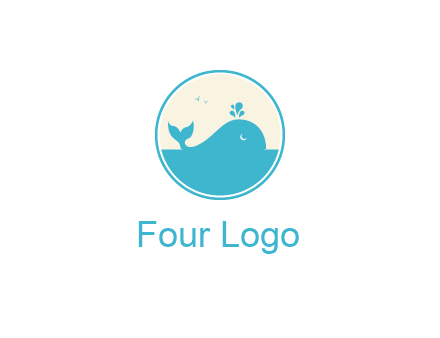aquarium logo with a whale swimming in the ocean