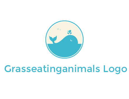 aquarium logo with a whale swimming in the ocean