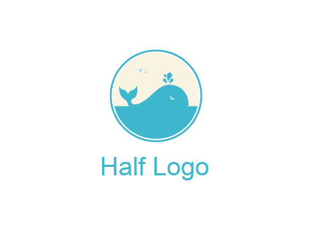 aquarium logo with a whale swimming in the ocean