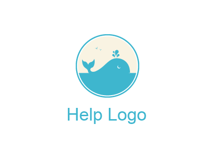 aquarium logo with a whale swimming in the ocean