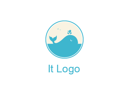 aquarium logo with a whale swimming in the ocean