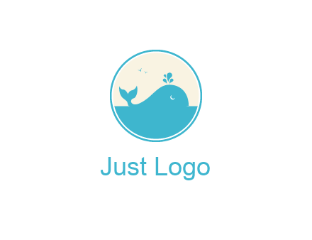 aquarium logo with a whale swimming in the ocean