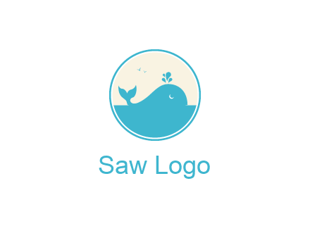 aquarium logo with a whale swimming in the ocean