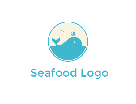 aquarium logo with a whale swimming in the ocean