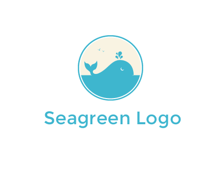 aquarium logo with a whale swimming in the ocean
